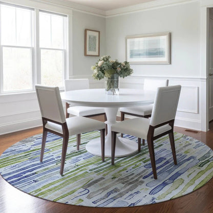 LOOMLAN Rugs Caelira Blue Washable Indoor-Outdoor Rug