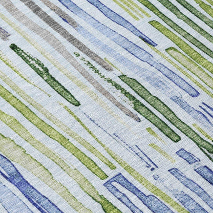 LOOMLAN Rugs Caelira Blue Washable Indoor-Outdoor Rug