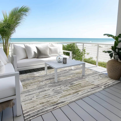 LOOMLAN Rugs Caelira Brown Washable Indoor-Outdoor Rug