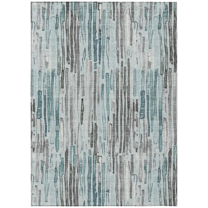 LOOMLAN Rugs Caelira Teal Washable Indoor-Outdoor Rug