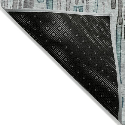 LOOMLAN Rugs Caelira Teal Washable Indoor-Outdoor Rug