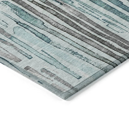 LOOMLAN Rugs Caelira Teal Washable Indoor-Outdoor Rug
