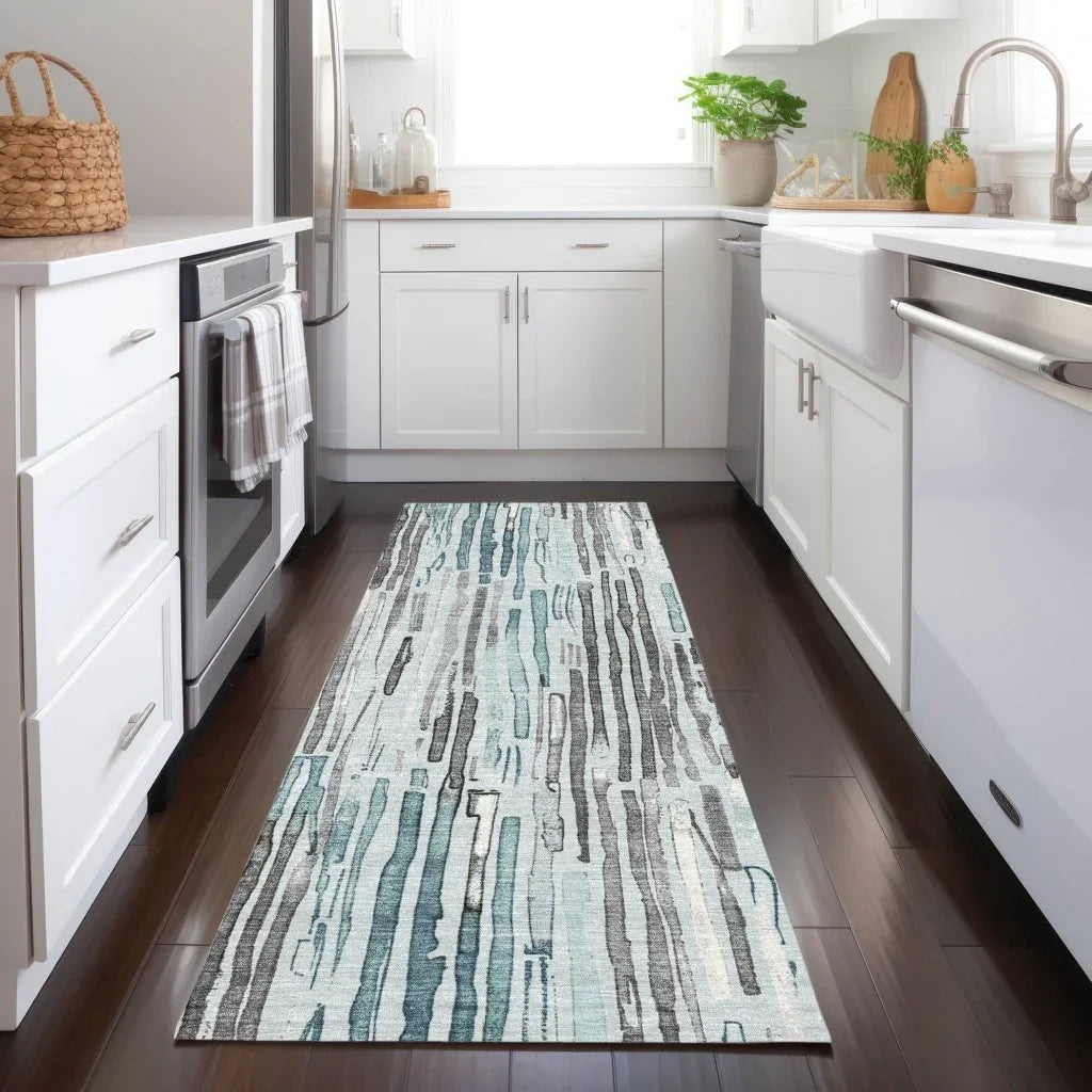 LOOMLAN Rugs Caelira Teal Washable Indoor-Outdoor Rug