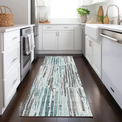LOOMLAN Rugs Caelira Teal Washable Indoor-Outdoor Rug