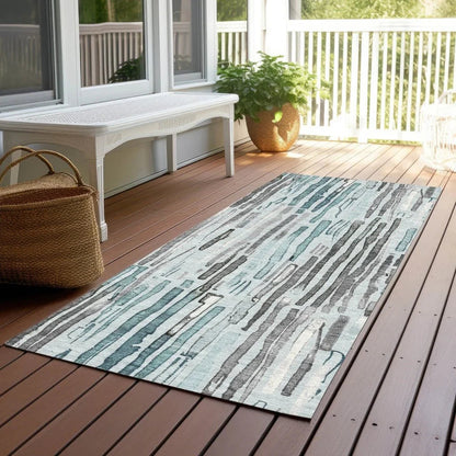 LOOMLAN Rugs Caelira Teal Washable Indoor-Outdoor Rug
