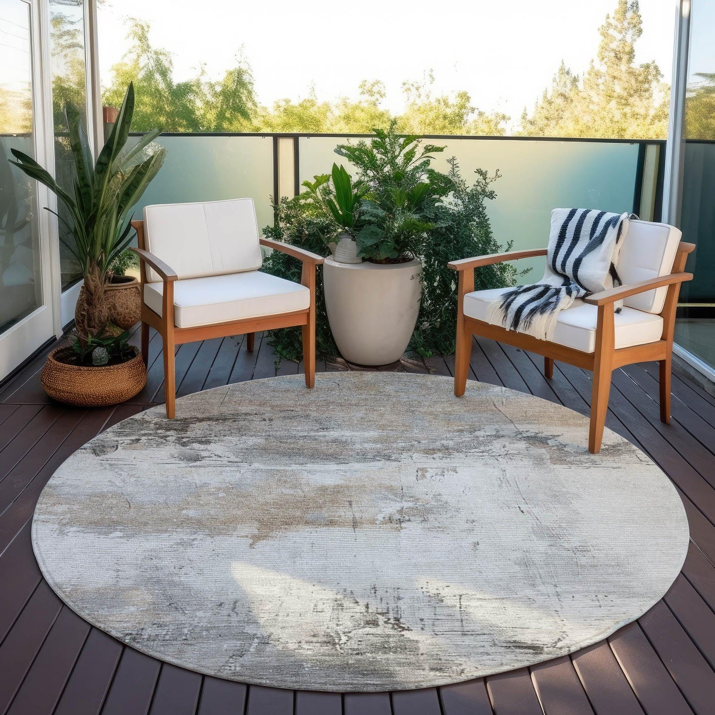 LOOMLAN Rugs Caelius Ivory Washable Indoor-Outdoor Rug