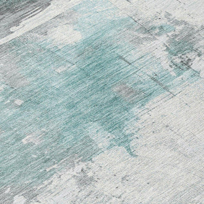 LOOMLAN Rugs Caelius Teal Washable Indoor-Outdoor Rug