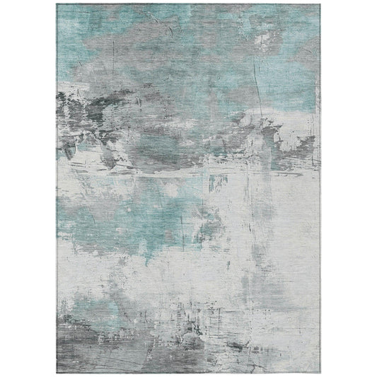 LOOMLAN Rugs Caelius Teal Washable Indoor-Outdoor Rug