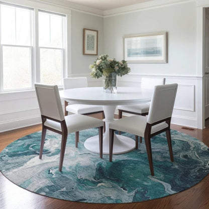 LOOMLAN Rugs Caelor Teal Washable Indoor-Outdoor Rug