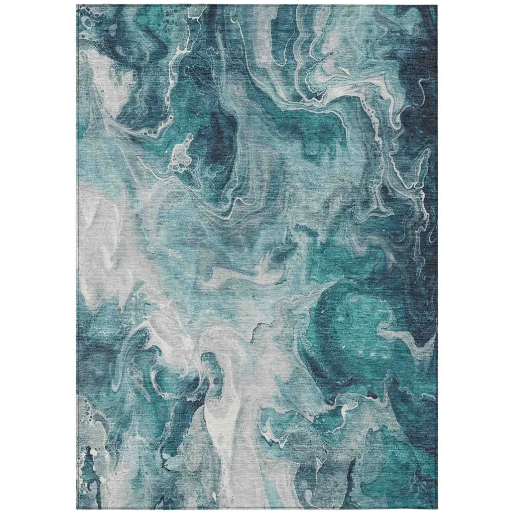 LOOMLAN Rugs Caelor Teal Washable Indoor-Outdoor Rug