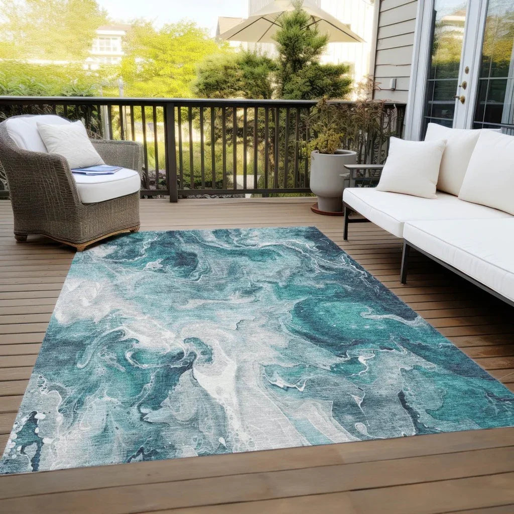 LOOMLAN Rugs Caelor Teal Washable Indoor-Outdoor Rug
