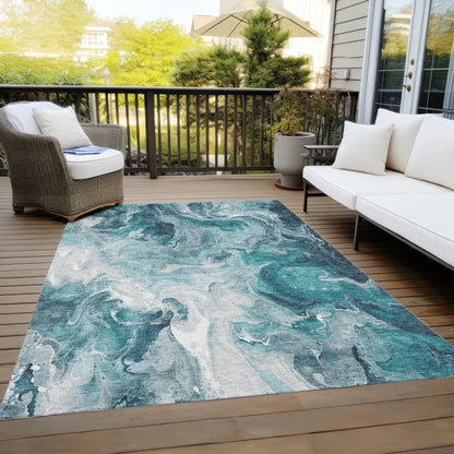 LOOMLAN Rugs Caelor Teal Washable Indoor-Outdoor Rug