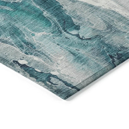 LOOMLAN Rugs Caelor Teal Washable Indoor-Outdoor Rug