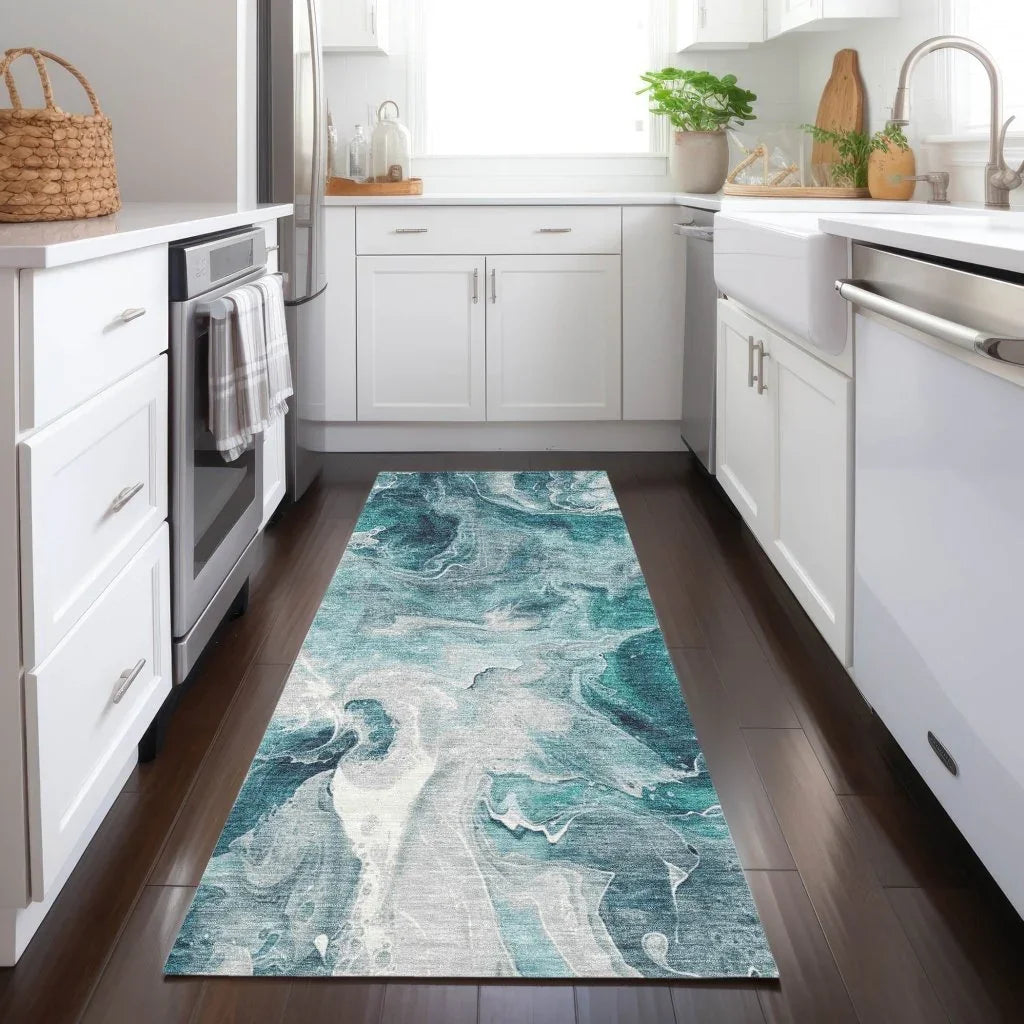 LOOMLAN Rugs Caelor Teal Washable Indoor-Outdoor Rug
