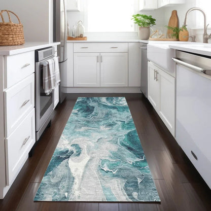 LOOMLAN Rugs Caelor Teal Washable Indoor-Outdoor Rug