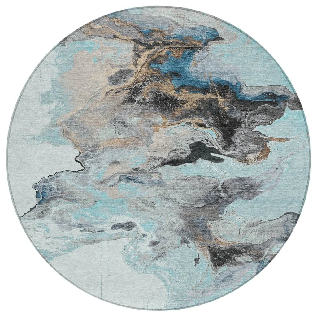 LOOMLAN Rugs Caelora Teal Washable Indoor-Outdoor Rug