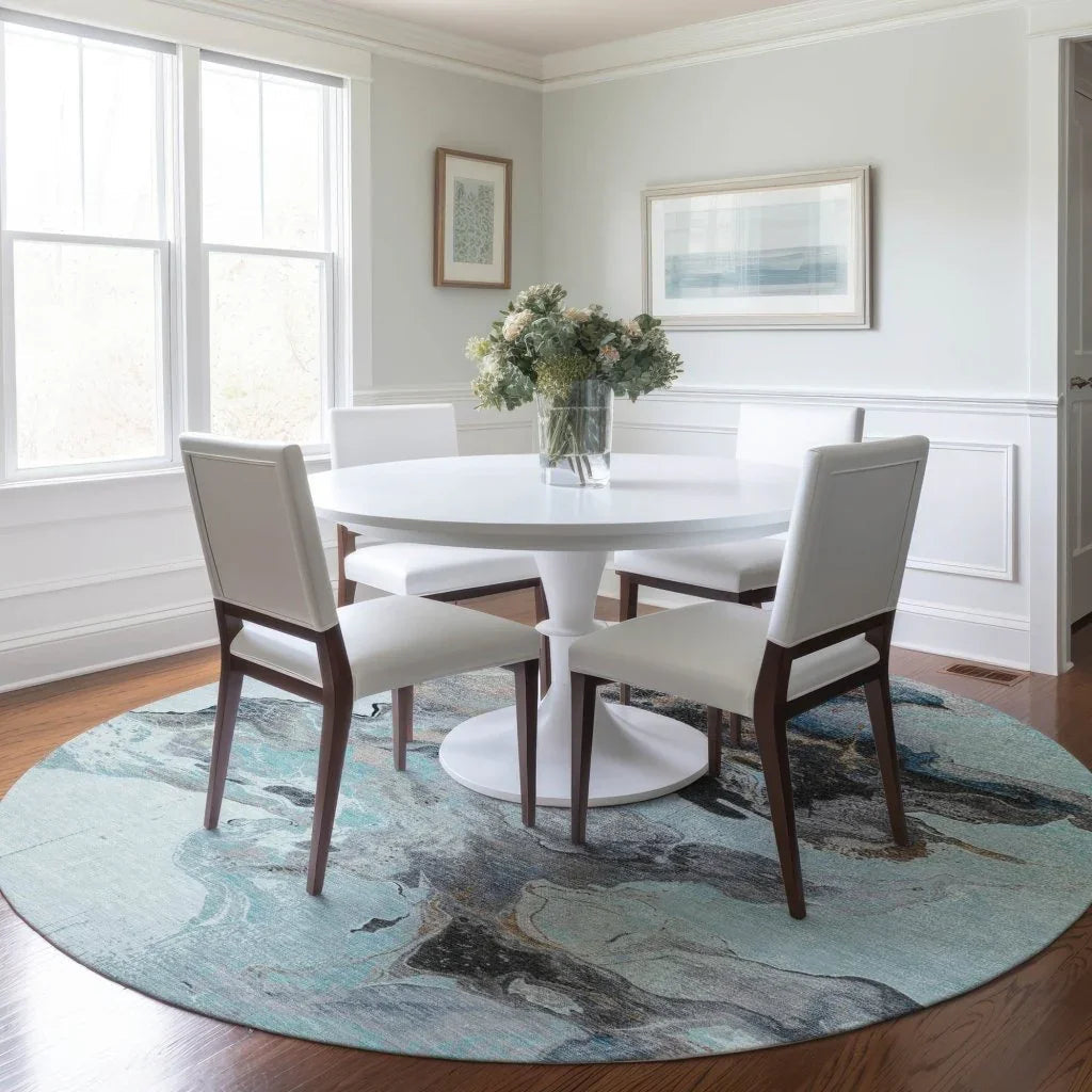 LOOMLAN Rugs Caelora Teal Washable Indoor-Outdoor Rug