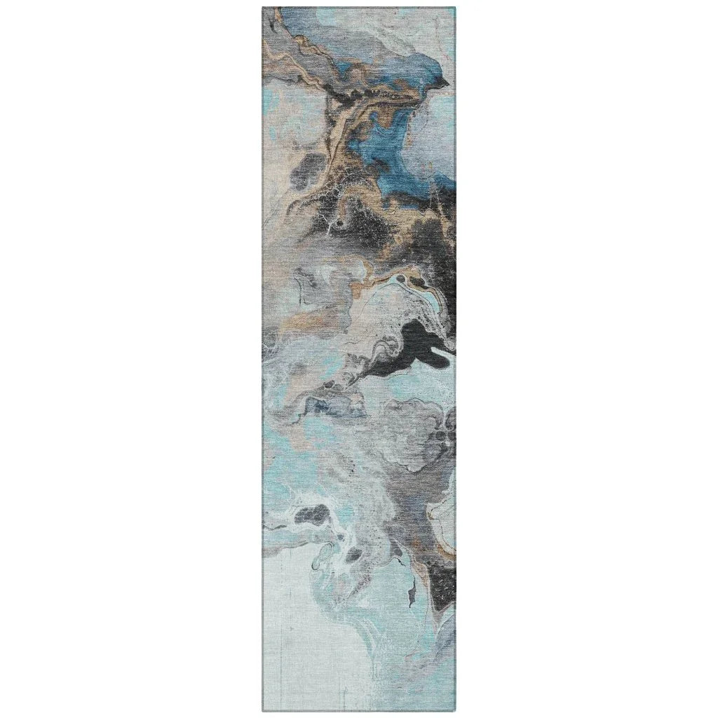 LOOMLAN Rugs Caelora Teal Washable Indoor-Outdoor Rug