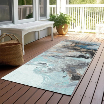 LOOMLAN Rugs Caelora Teal Washable Indoor-Outdoor Rug