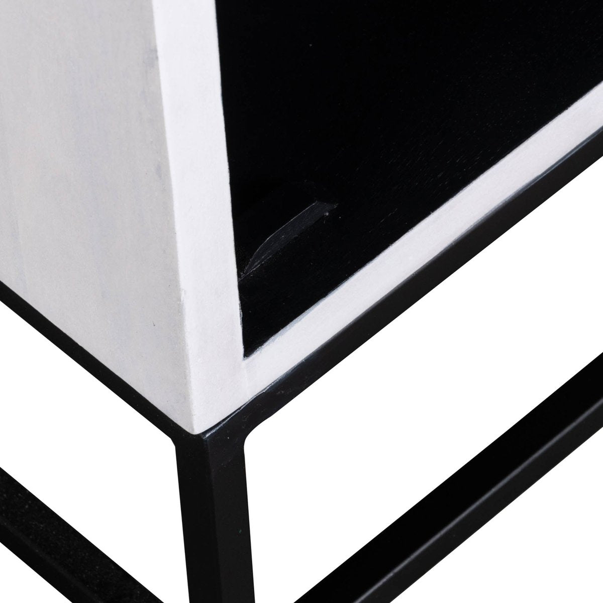 LH Home Caged Wooden White Side Table