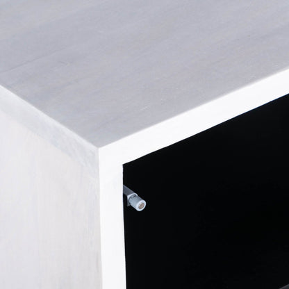 LH Home Caged Wooden White Side Table