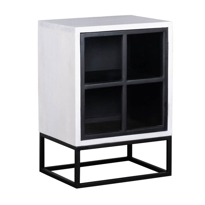 LH Home Caged Wooden White Side Table
