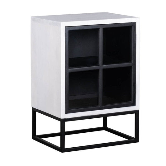 LH Home Caged Wooden White Side Table