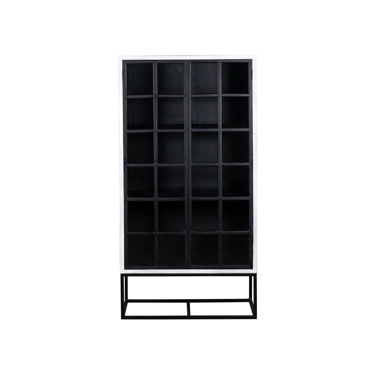 LH Home Caged Wooden White Tall Cabinet