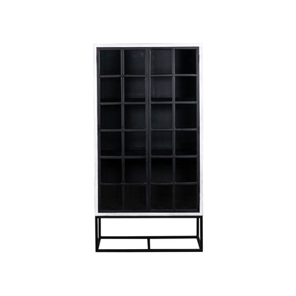 LH Home Caged Wooden White Tall Cabinet