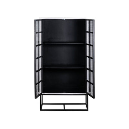 LH Home Caged Wooden White Tall Cabinet