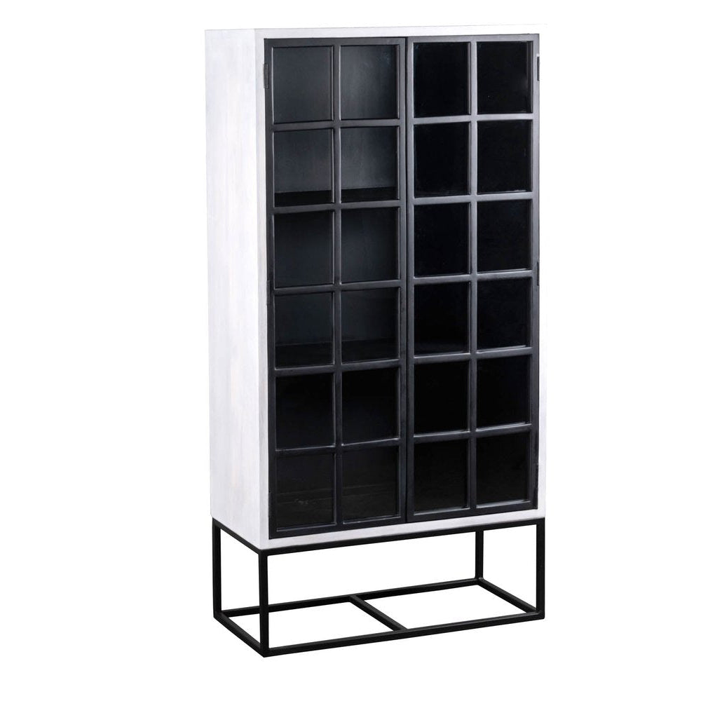 LH Home Caged Wooden White Tall Cabinet
