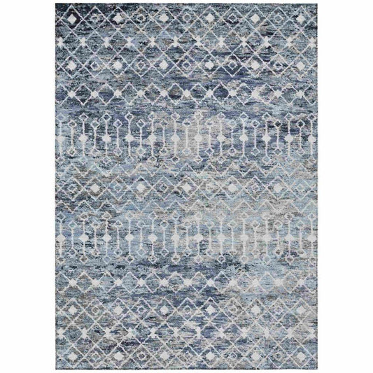 LOOMLAN Rugs Calandria Blue Washable Indoor-Outdoor Rug
