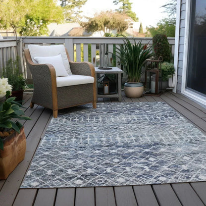 LOOMLAN Rugs Calandria Blue Washable Indoor-Outdoor Rug