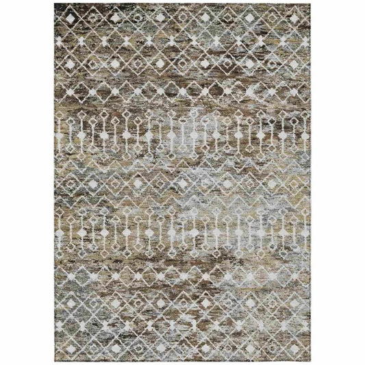 LOOMLAN Rugs Calandria Brown Washable Indoor-Outdoor Rug