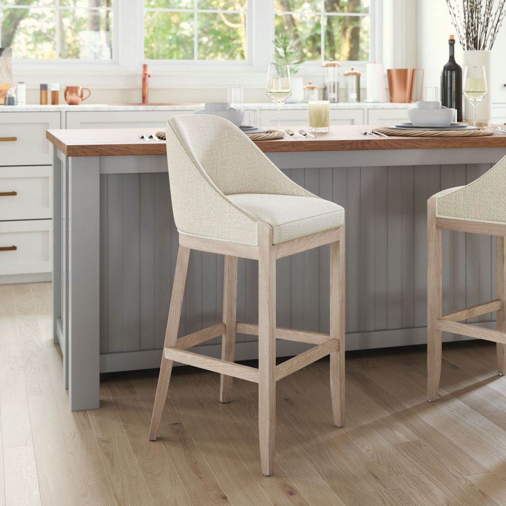 Zuo Modern Calmo Textured Fabric Barstool Beige
