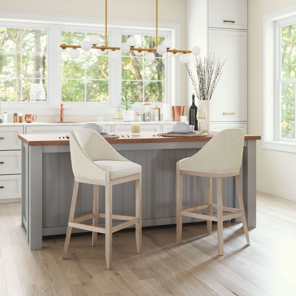 Zuo Modern Calmo Textured Fabric Barstool Beige