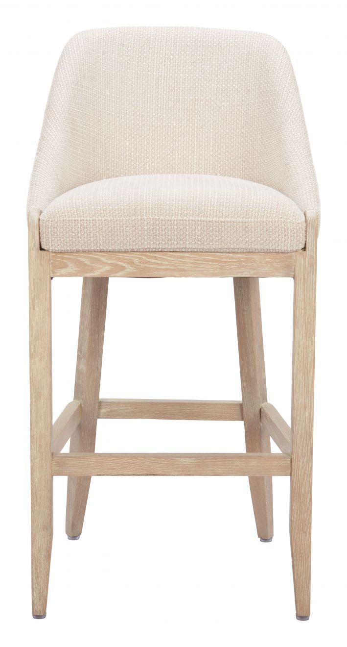 Zuo Modern Calmo Textured Fabric Barstool Beige