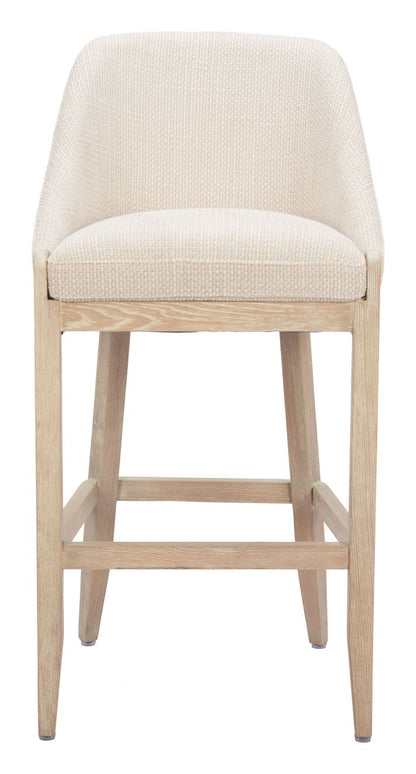 Zuo Modern Calmo Textured Fabric Barstool Beige