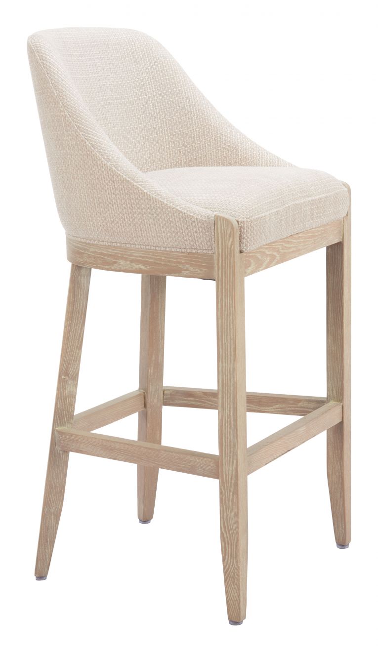 Zuo Modern Calmo Textured Fabric Barstool Beige