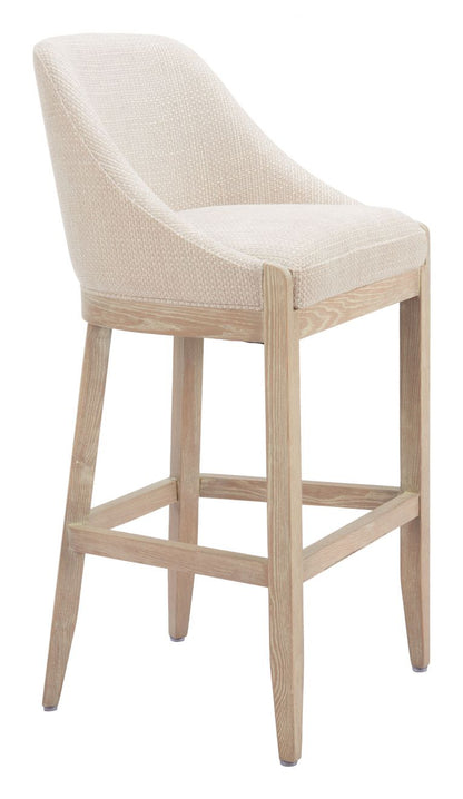 Zuo Modern Calmo Textured Fabric Barstool Beige