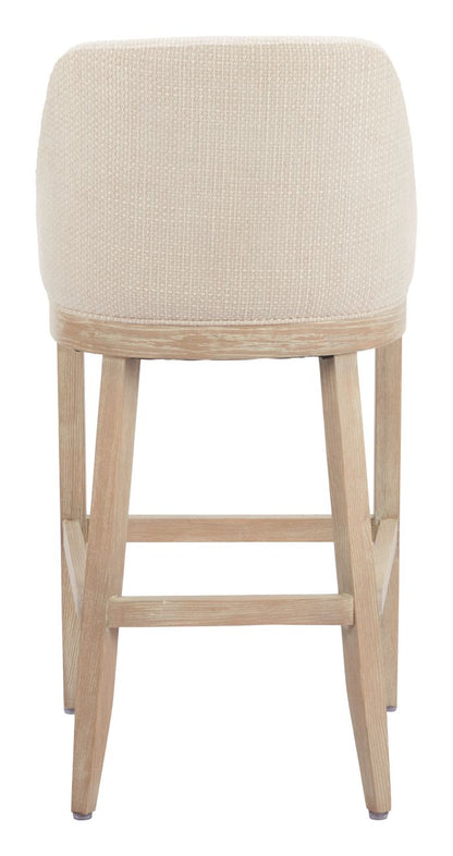 Zuo Modern Calmo Textured Fabric Barstool Beige