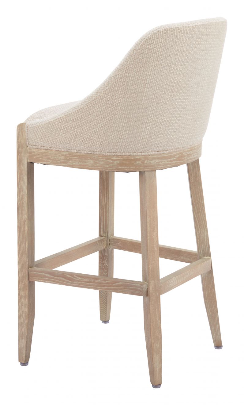 Zuo Modern Calmo Textured Fabric Barstool Beige