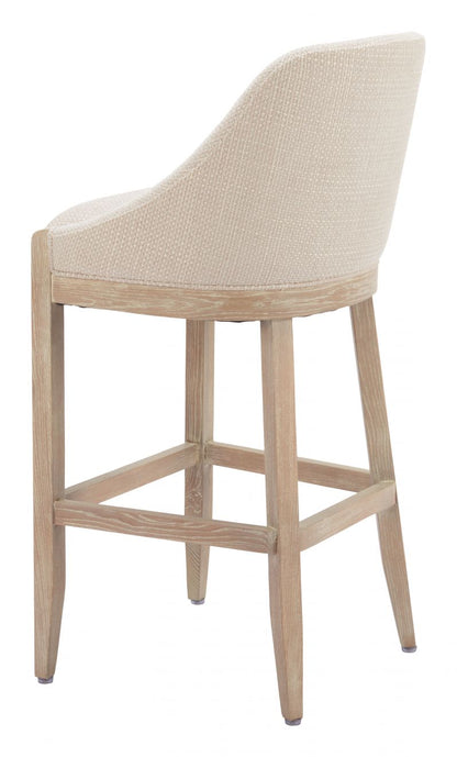 Zuo Modern Calmo Textured Fabric Barstool Beige