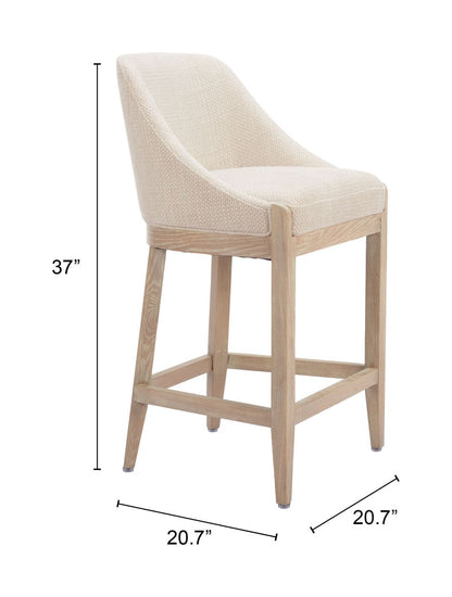 Zuo Modern Calmo Textured Fabric Counter Stool Beige