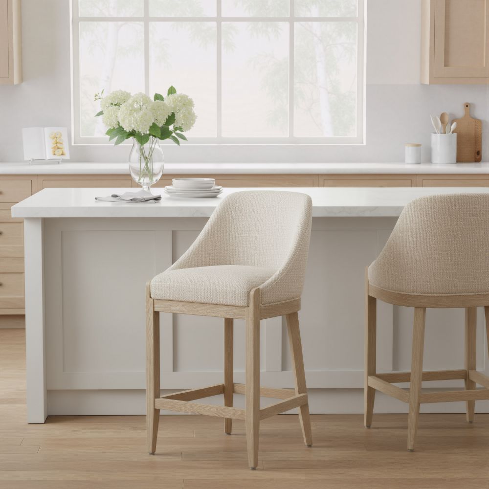 Zuo Modern Calmo Textured Fabric Counter Stool Beige