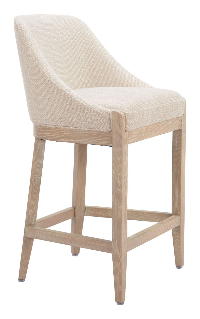 Zuo Modern Calmo Textured Fabric Counter Stool Beige