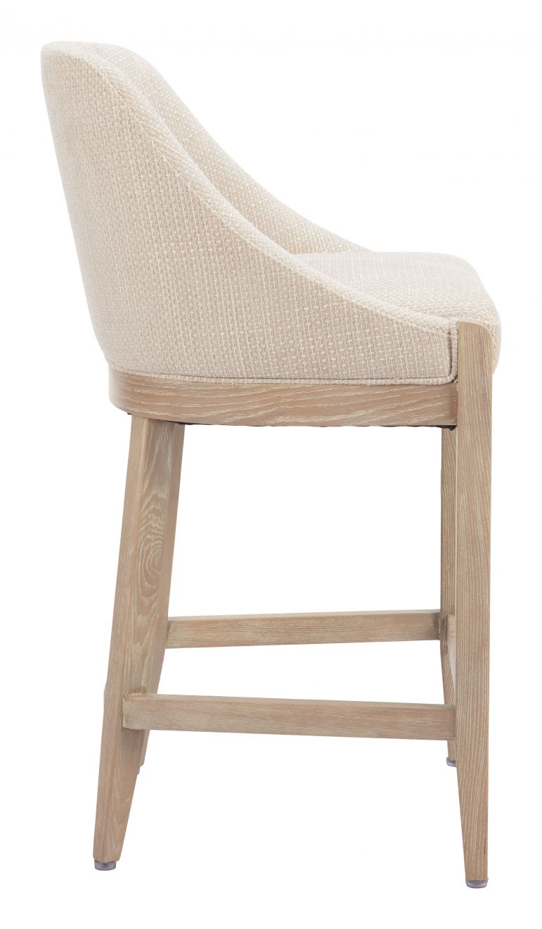 Zuo Modern Calmo Textured Fabric Counter Stool Beige
