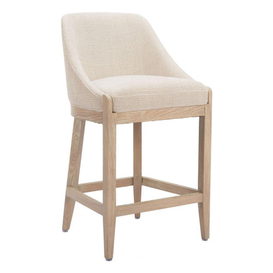 Zuo Modern Calmo Textured Fabric Counter Stool Beige