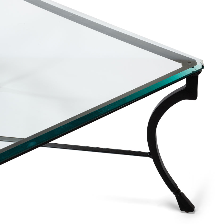 Camargues Coffee Table Glass Top Metal Frame-Coffee Tables-Sarreid-LOOMLAN