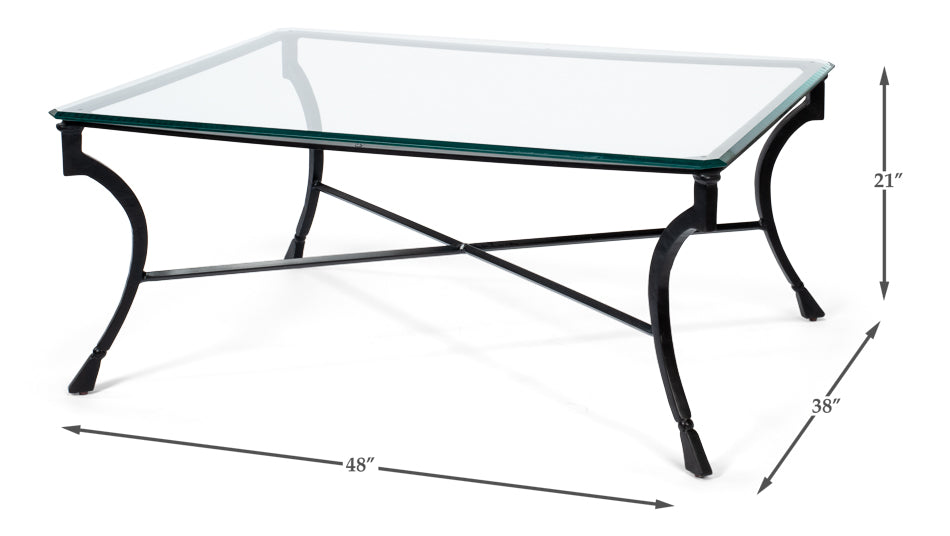 Camargues Coffee Table Glass Top Metal Frame-Coffee Tables-Sarreid-LOOMLAN